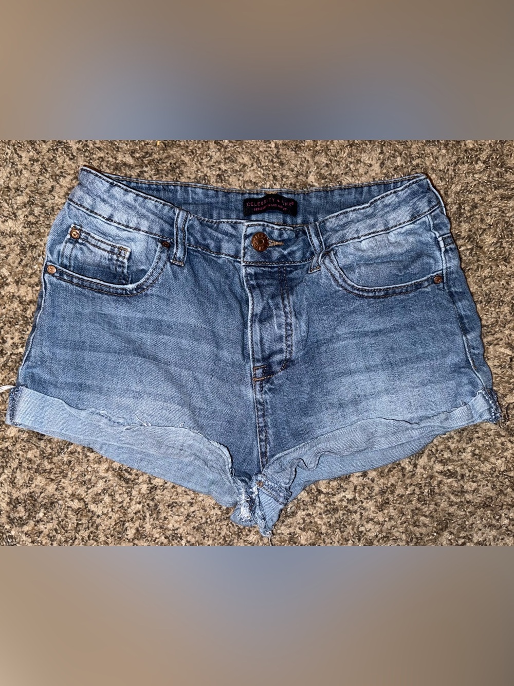 Celebrity Pink Light Blue Denim Cutoff Shorts